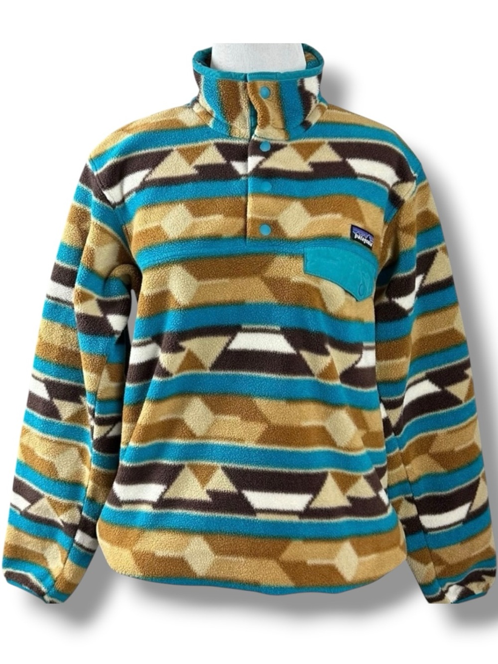 Patagonia Synchilla Snap T Fleece Guatemalan Tango Bear Brown Aztec Small